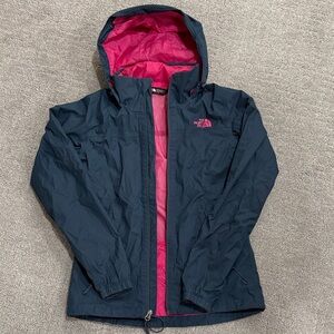 The North Face Women’s Dark Blue and Bright Pink Raincoat